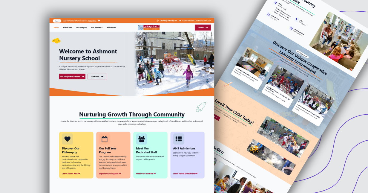 ashmont nursery school screenshots on grey background