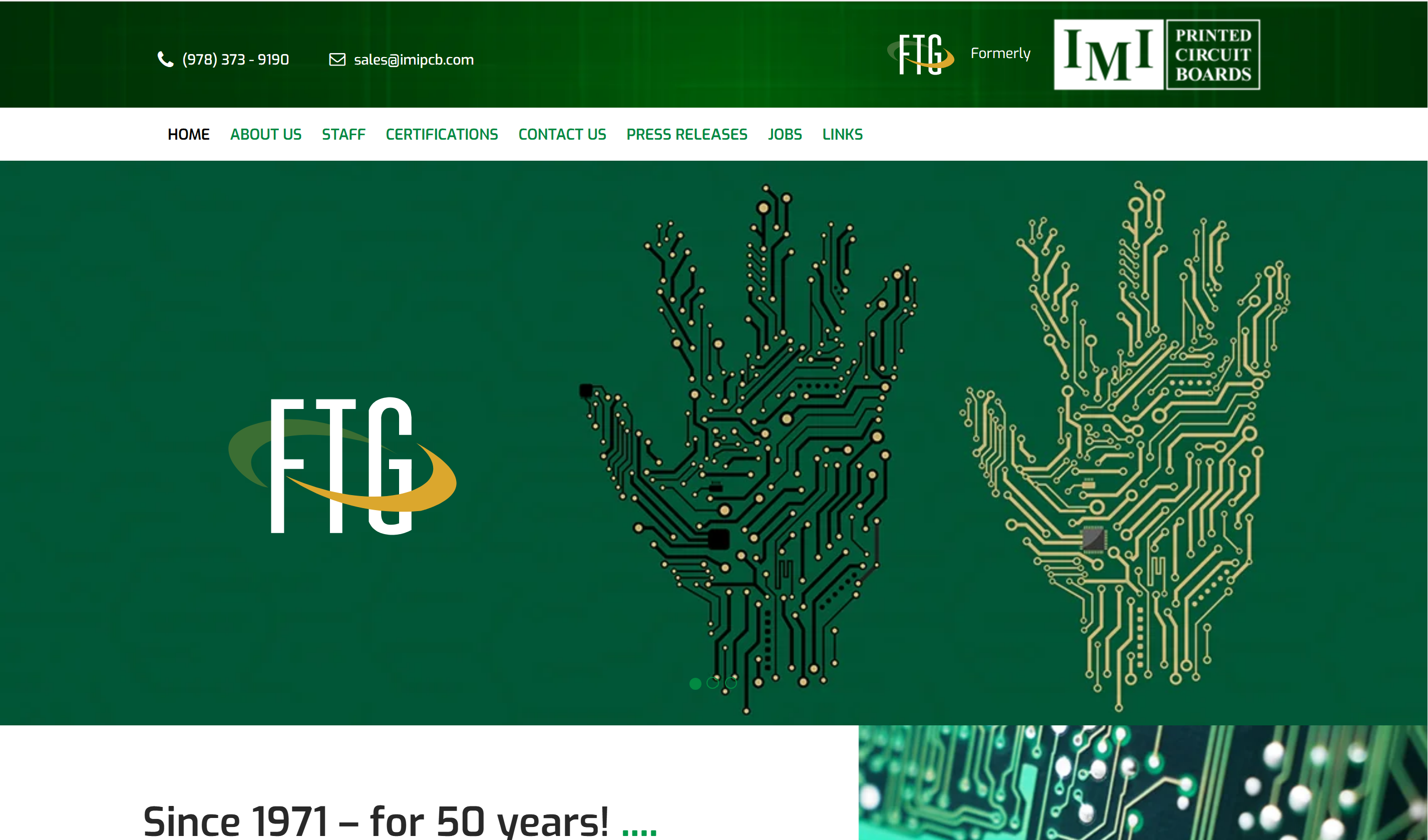 a screenshot of the IMI homepage