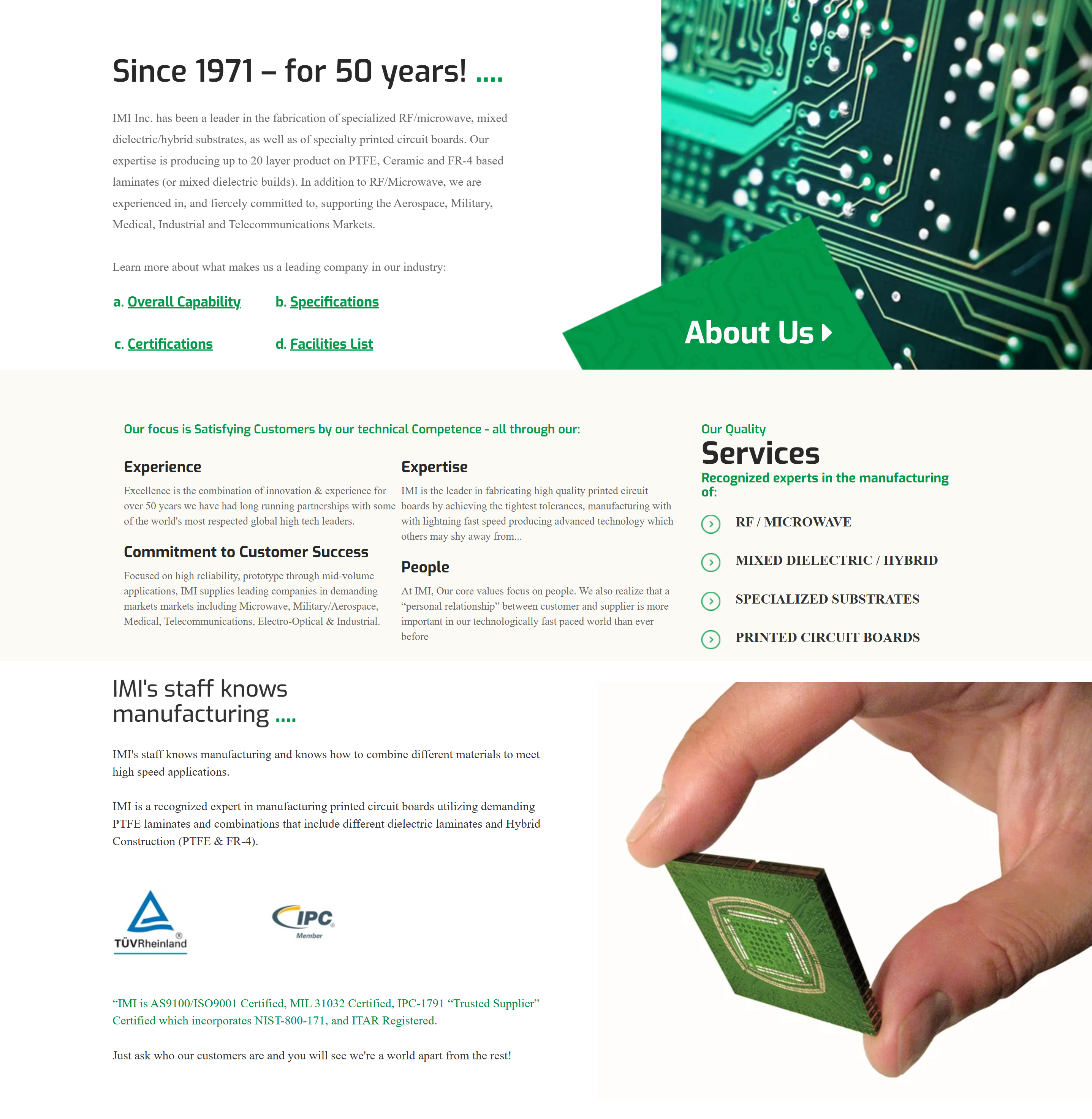 IMI info page screenshot