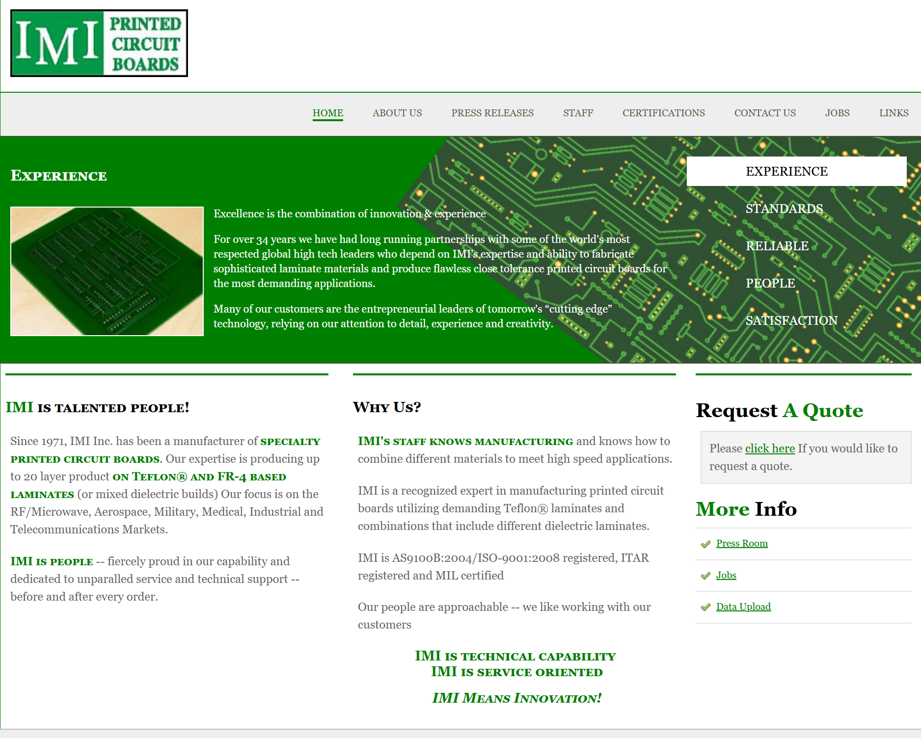 IMI old website design screenshot