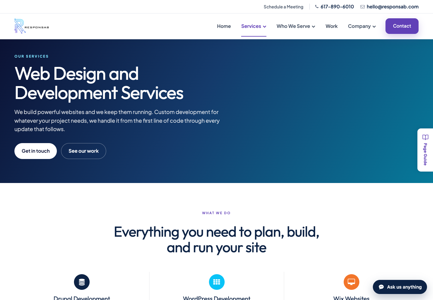 Responsab services overview page