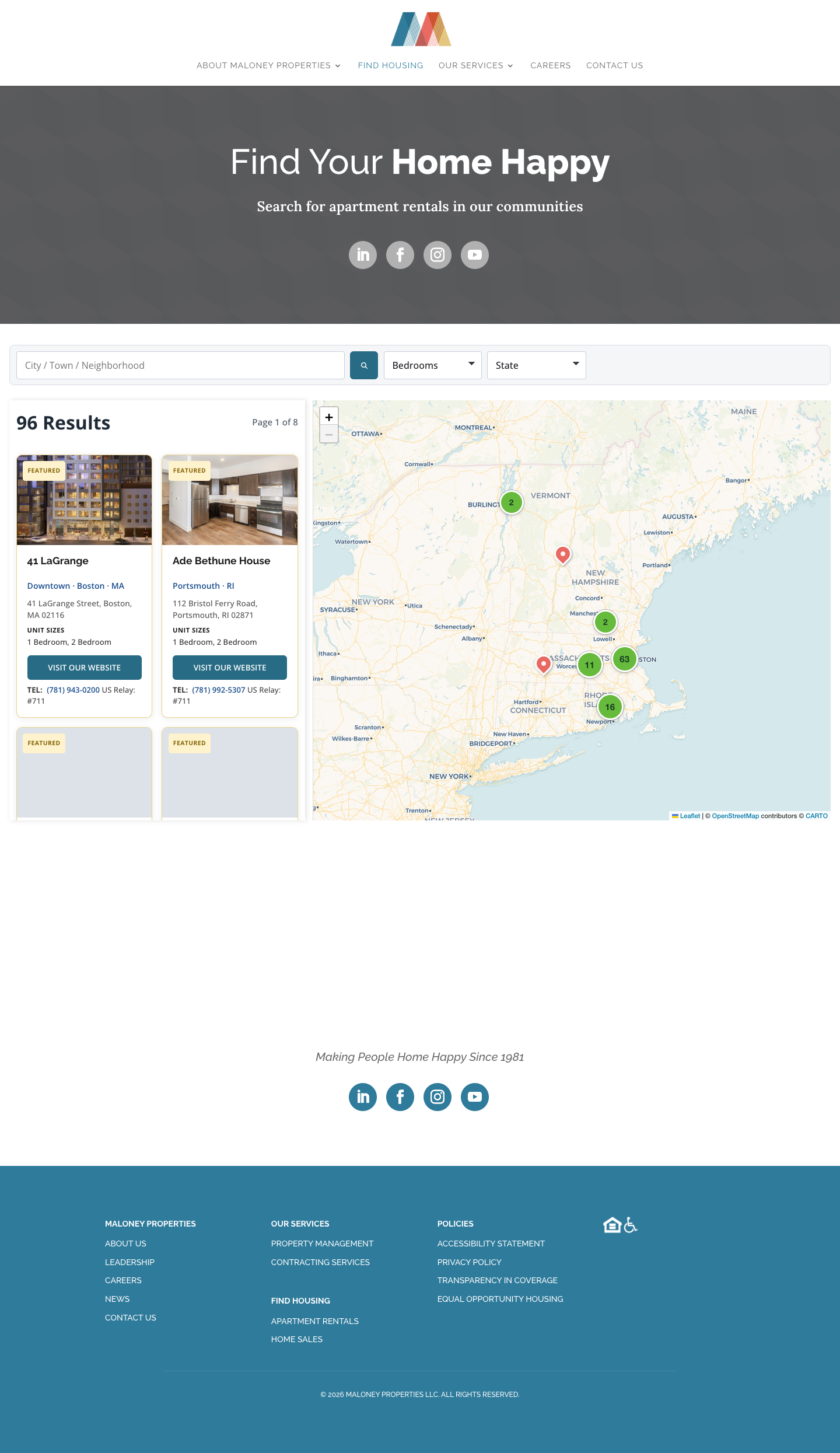 Maloney Properties apartments-for-rent page