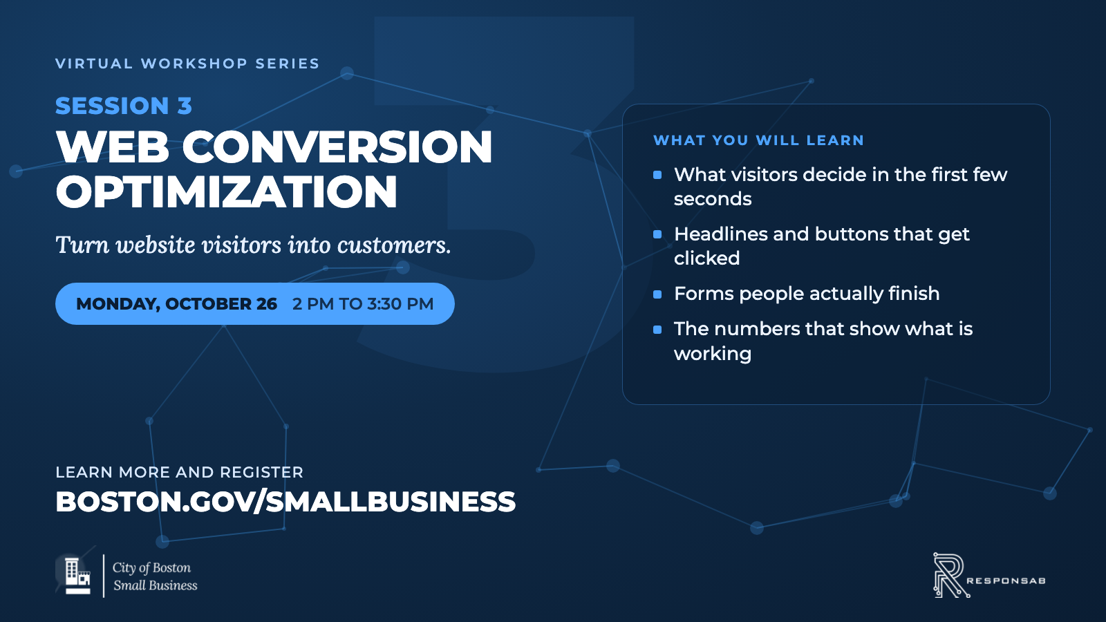 Promo art for Web Conversion Optimization workshop session