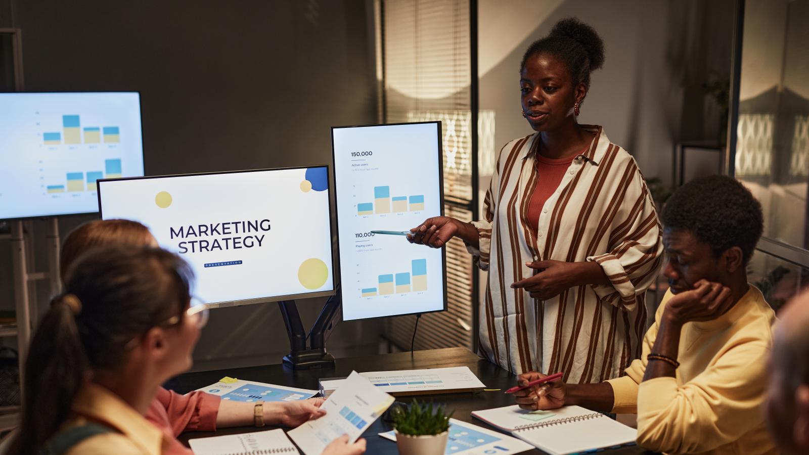 Team member Presenting Plan marketing strategy Meeting