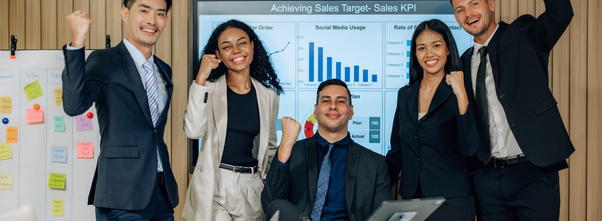 Diverse team innovaes for sales kpis