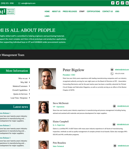 IMI Staff Page Design