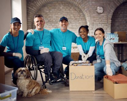 Happy team of volunteers