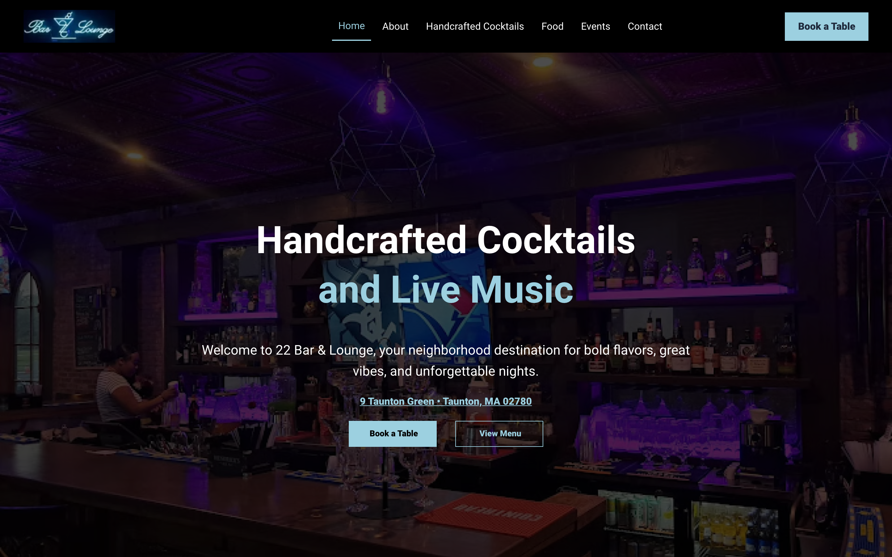 22 Bar & Lounge homepage